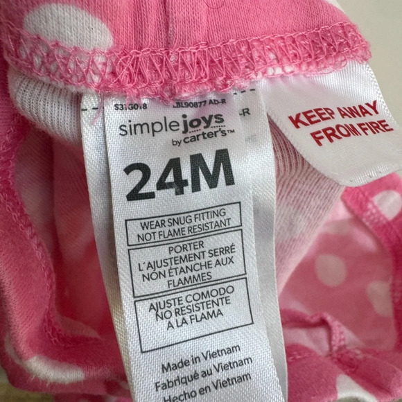 Simple Joys by Carter’s 24M Girls Pink Polka Dot Pajama Shorts - Picture 4 of 4